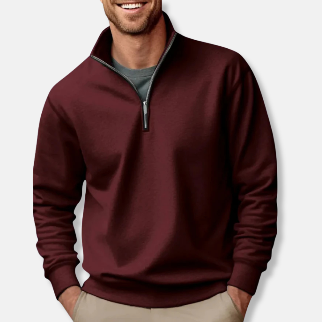 Quarter-Zip Sweatshirt - Casual - Relaxed Fit - Half-Zip Pullover - Men's Sweater-Grace Aura