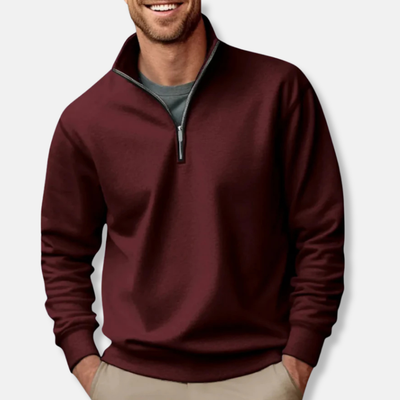 Quarter-Zip Sweatshirt - Casual - Relaxed Fit - Half-Zip Pullover - Men's Sweater-Grace Aura