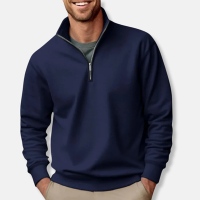 Quarter-Zip Sweatshirt - Casual - Relaxed Fit - Half-Zip Pullover - Men's Sweater-Grace Aura