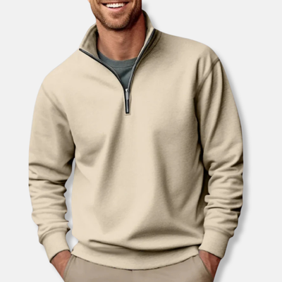 Quarter-Zip Sweatshirt - Casual - Relaxed Fit - Half-Zip Pullover - Men's Sweater-Grace Aura