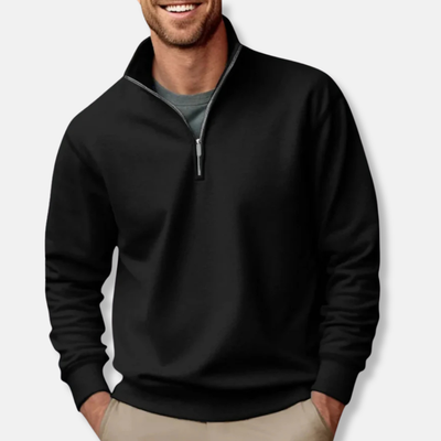 Quarter-Zip Sweatshirt - Casual - Relaxed Fit - Half-Zip Pullover - Men's Sweater-Grace Aura