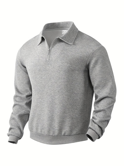 Quarter Zip Sweatshirt | Collared | Regular zip | Mens Half Zip Pullover | Men's Clothing-Grace Aura
