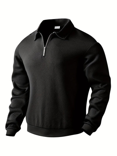 Quarter Zip Sweatshirt | Collared | Regular zip | Mens Half Zip Pullover | Men's Clothing-Grace Aura