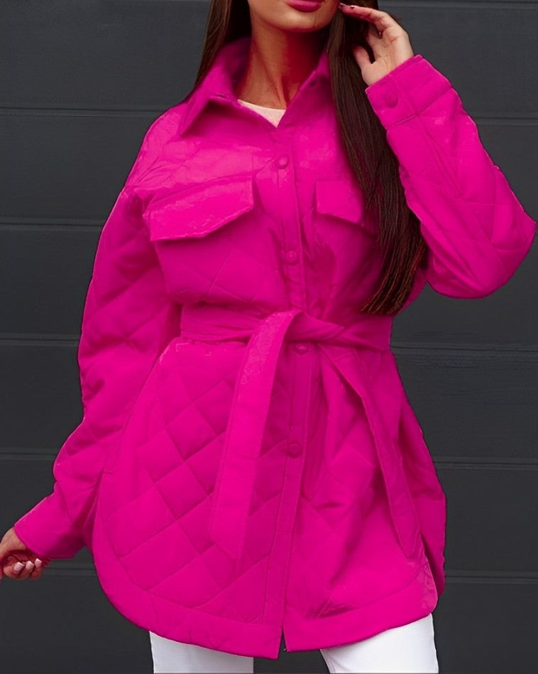 Quilted Jacket | Belt | Lightweight | Padded Jacket | Women's Winter Jacket-Grace Aura