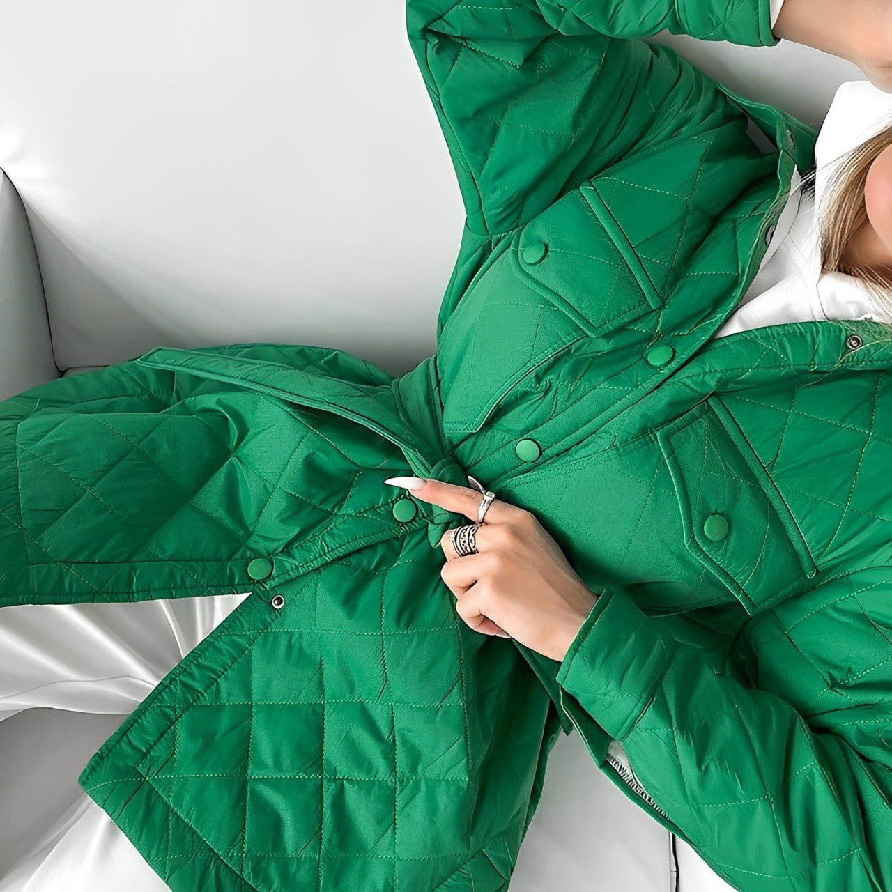 Quilted Jacket | Belt | Lightweight | Padded Jacket | Women's Winter Jacket-Grace Aura