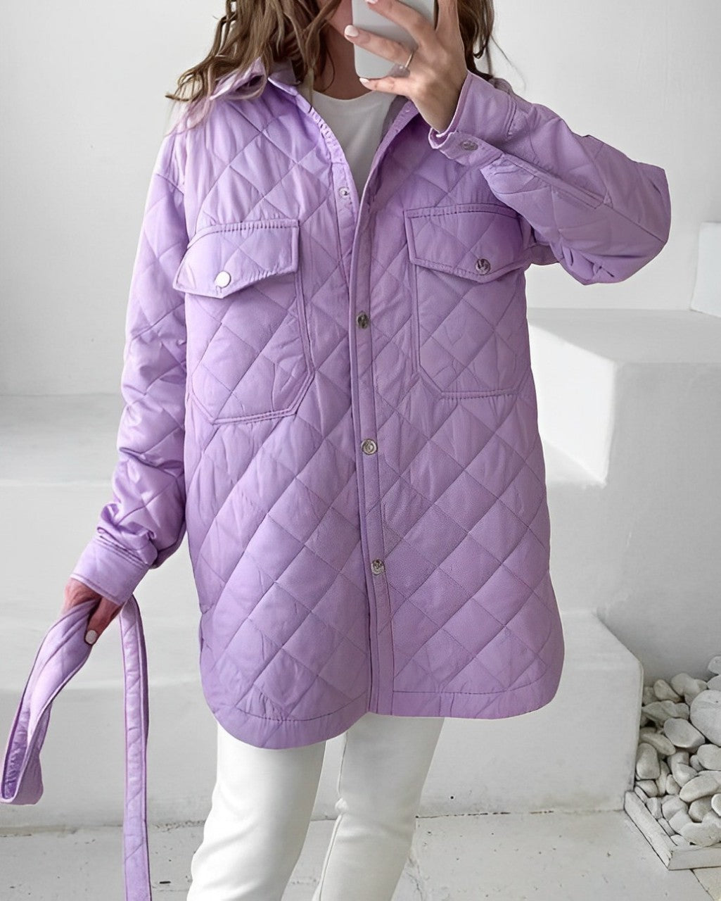 Quilted Jacket | Belt | Lightweight | Padded Jacket | Women's Winter Jacket-Grace Aura