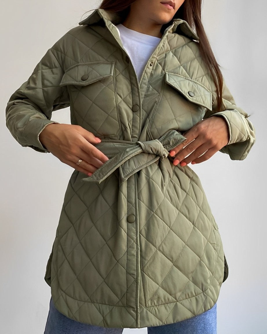Quilted Jacket | Belt | Lightweight | Padded Jacket | Women's Winter Jacket-Grace Aura