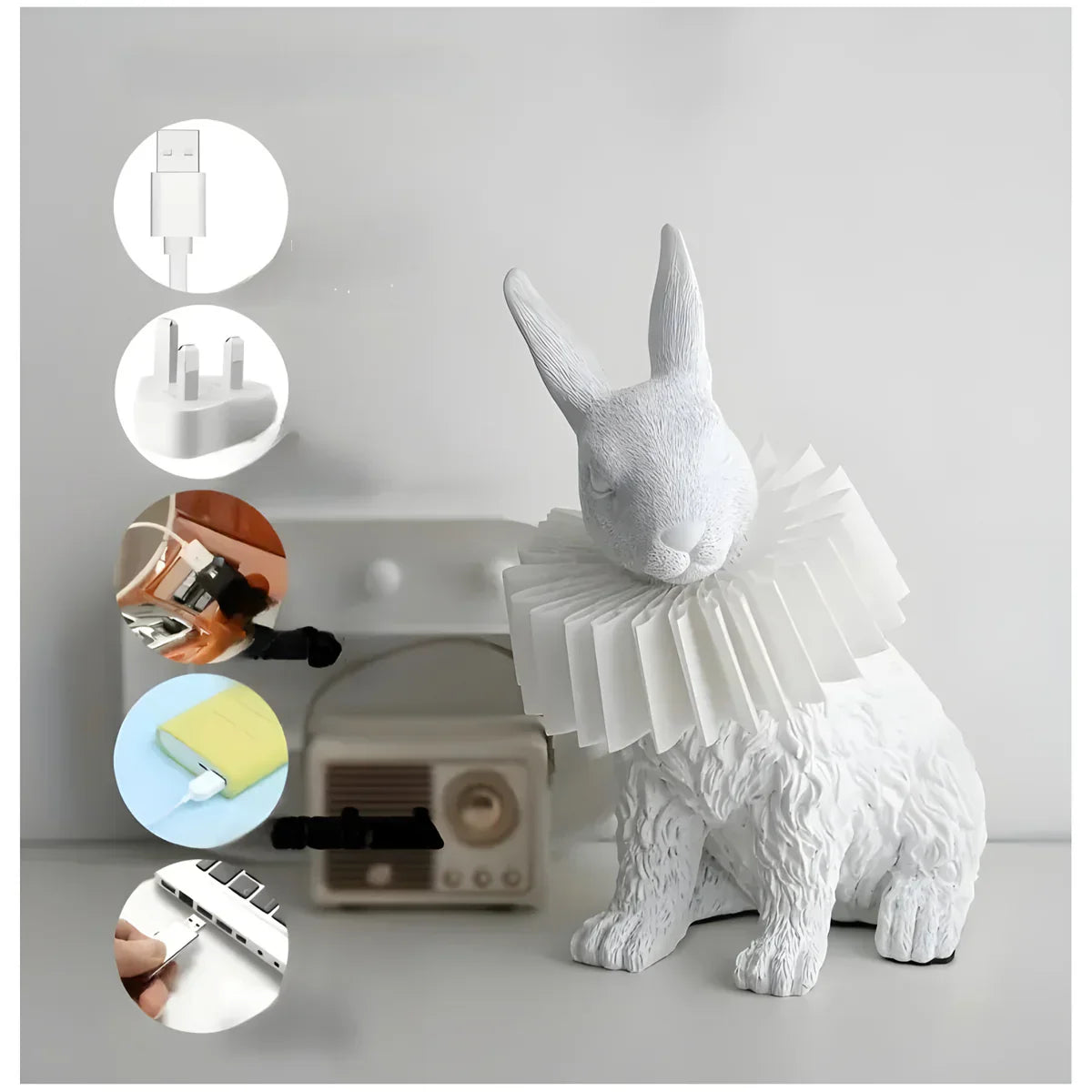 RabbitGleam - Artistic modern rabbit table lamp-Grace Aura