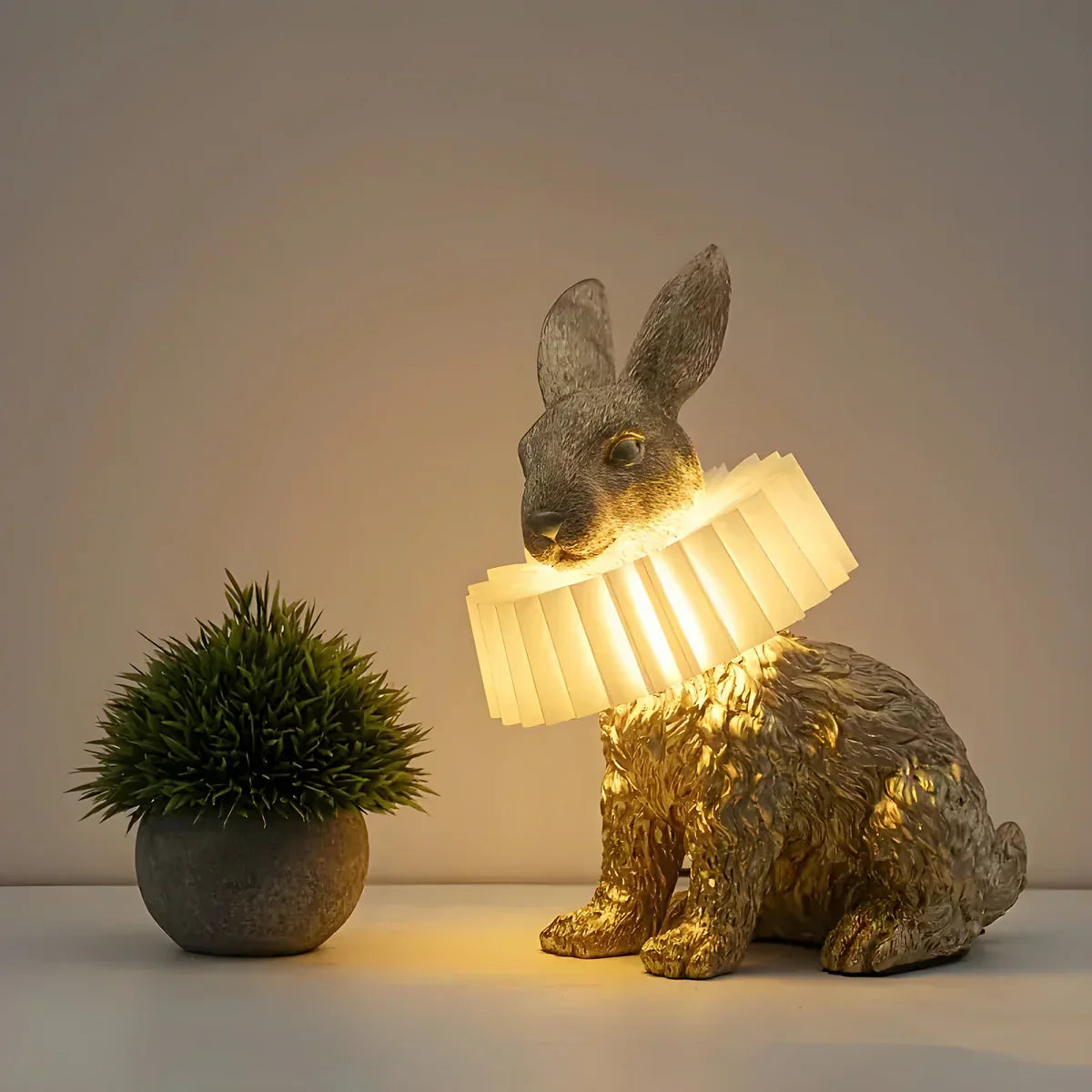 RabbitGleam - Artistic modern rabbit table lamp-Grace Aura