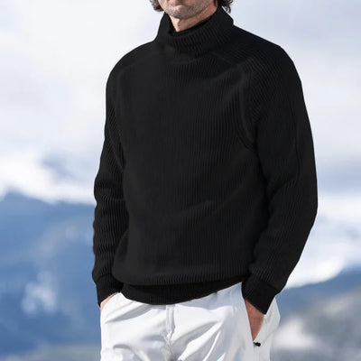 Roll Neck Jumper | Rib Knit | Turtleneck | Winter Pullover | Mens Knit Sweater-Grace Aura