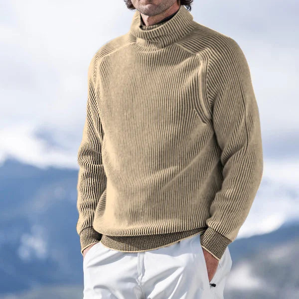 Roll Neck Jumper | Rib Knit | Turtleneck | Winter Pullover | Mens Knit Sweater-Grace Aura