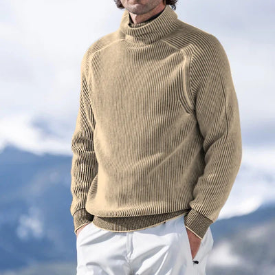 Roll Neck Jumper | Rib Knit | Turtleneck | Winter Pullover | Mens Knit Sweater-Grace Aura