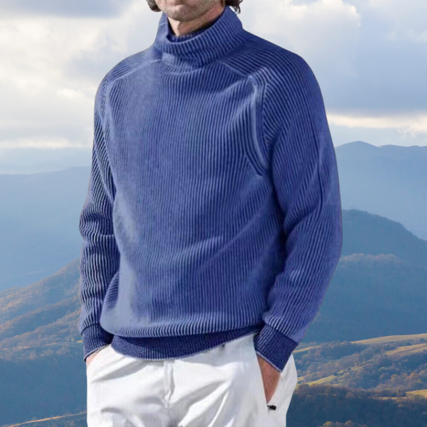 Roll Neck Jumper | Rib Knit | Turtleneck | Winter Pullover | Mens Knit Sweater-Grace Aura