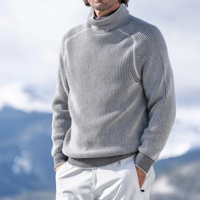 Roll Neck Jumper | Rib Knit | Turtleneck | Winter Pullover | Mens Knit Sweater-Grace Aura