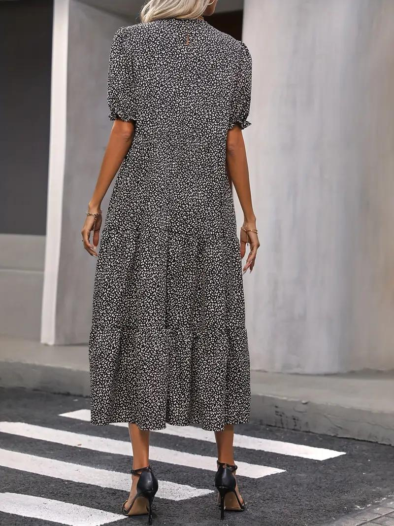 Ruffle Dress, Puff Sleeve, Tiered, Midi Dress, Summer Dress-Grace Aura