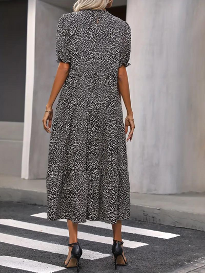Ruffle Dress, Puff Sleeve, Tiered, Midi Dress, Summer Dress-Grace Aura