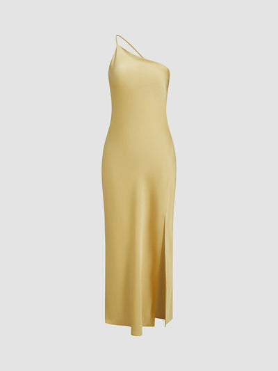 Satin Dress | Maxi | Slit | Backless Dress | Summer Dress-Grace Aura