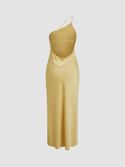 Satin Dress | Maxi | Slit | Backless Dress | Summer Dress-Grace Aura