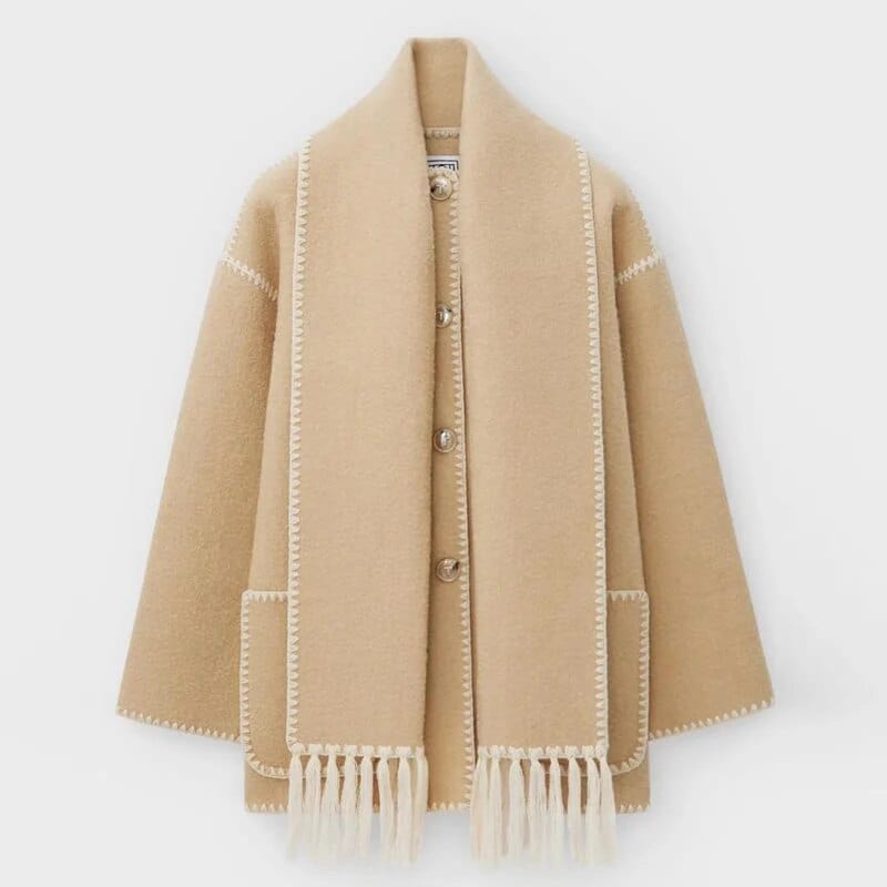 Scarf Coat | Single Breasted | Loose Fit | Winter Coat | Women's Coat-Grace Aura
