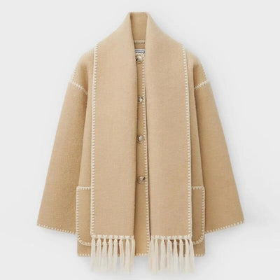 Scarf Coat | Single Breasted | Loose Fit | Winter Coat | Women's Coat-Grace Aura