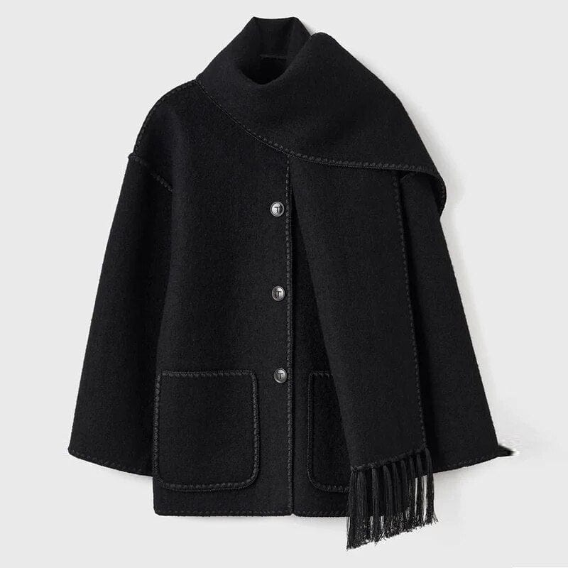 Scarf Coat | Single Breasted | Loose Fit | Winter Coat | Women's Coat-Grace Aura
