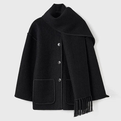 Scarf Coat | Single Breasted | Loose Fit | Winter Coat | Women's Coat-Grace Aura
