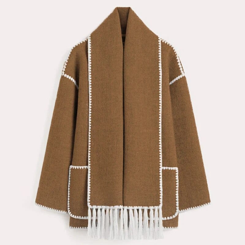 Scarf Coat | Single Breasted | Loose Fit | Winter Coat | Women's Coat-Grace Aura