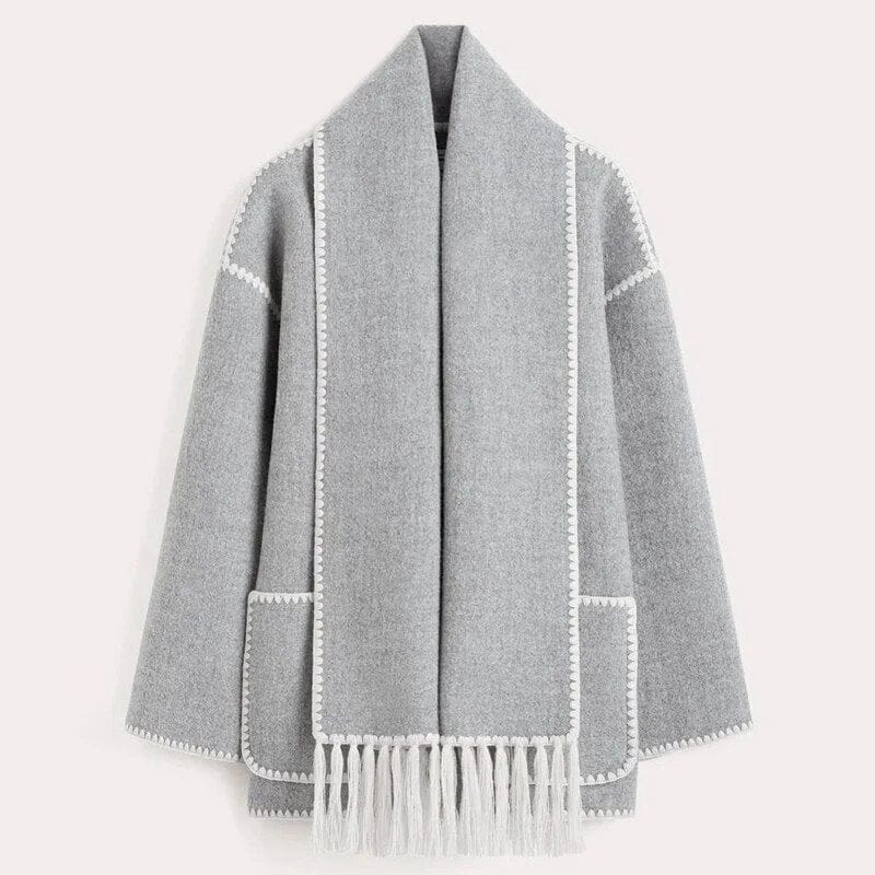 Scarf Coat | Single Breasted | Loose Fit | Winter Coat | Women's Coat-Grace Aura