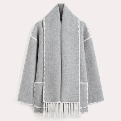 Scarf Coat | Single Breasted | Loose Fit | Winter Coat | Women's Coat-Grace Aura