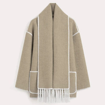 Scarf Coat | Single Breasted | Loose Fit | Winter Coat | Women's Coat-Grace Aura