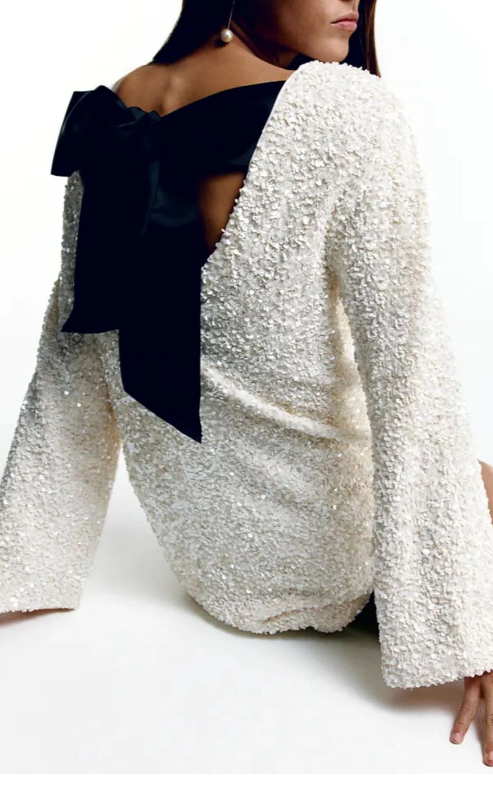 Sequin Dress - Women's Long Sleeve Sparkly Mini Party Dress-Grace Aura