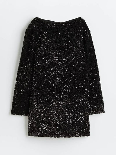 Sequin Dress - Women's Long Sleeve Sparkly Mini Party Dress-Grace Aura