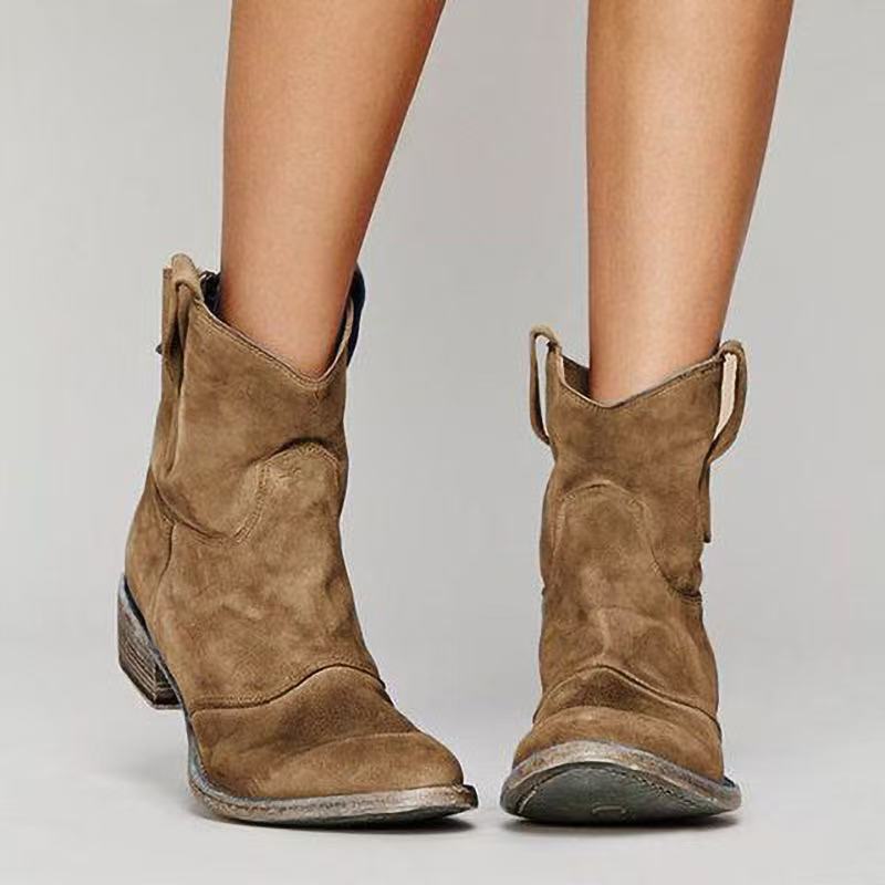 Short Cowboy Boots | Western | Suede | Ankle Boots | Women's Boots-Grace Aura