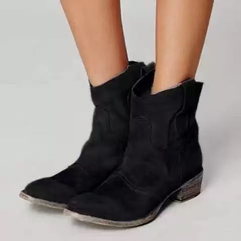 Short Cowboy Boots | Western | Suede | Ankle Boots | Women's Boots-Grace Aura