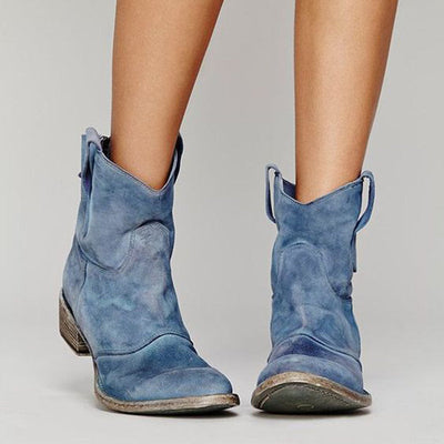 Short Cowboy Boots | Western | Suede | Ankle Boots | Women's Boots-Grace Aura