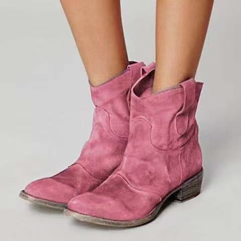 Short Cowboy Boots | Western | Suede | Ankle Boots | Women's Boots-Grace Aura