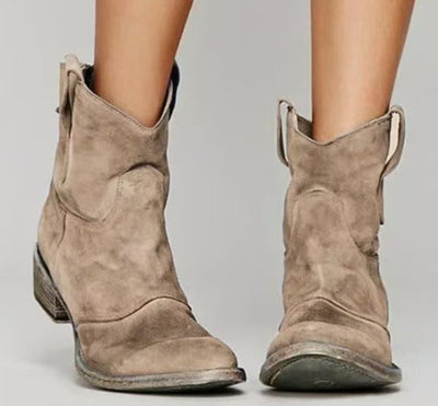 Short Cowboy Boots | Western | Suede | Ankle Boots | Women's Boots-Grace Aura