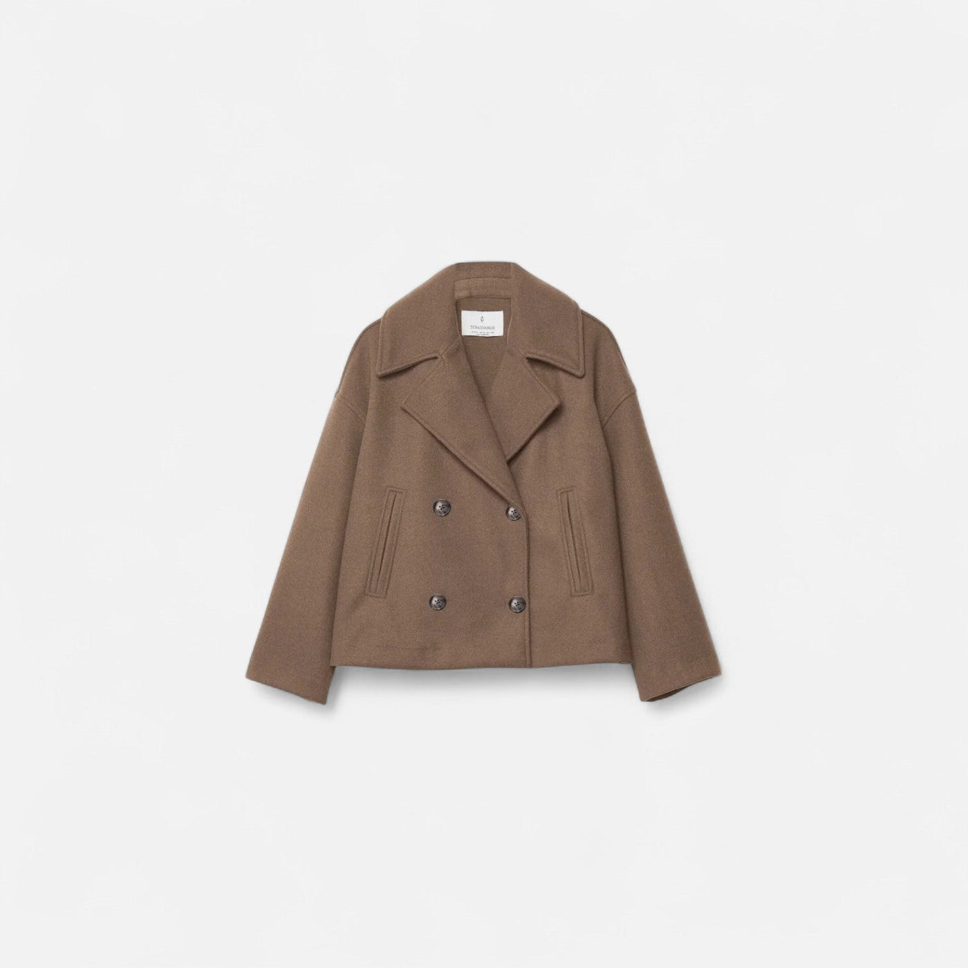Short Pea Coat | Double Breasted | Relaxed Fit | Short Trench Coat | Women's Jacket-Grace Aura