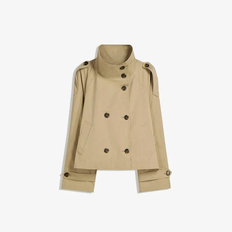 Short Trench Coat - Women's Single Breasted Trench Coat with Belt-Grace Aura