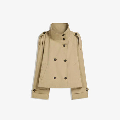 Short Trench Coat - Women's Single Breasted Trench Coat with Belt-Grace Aura