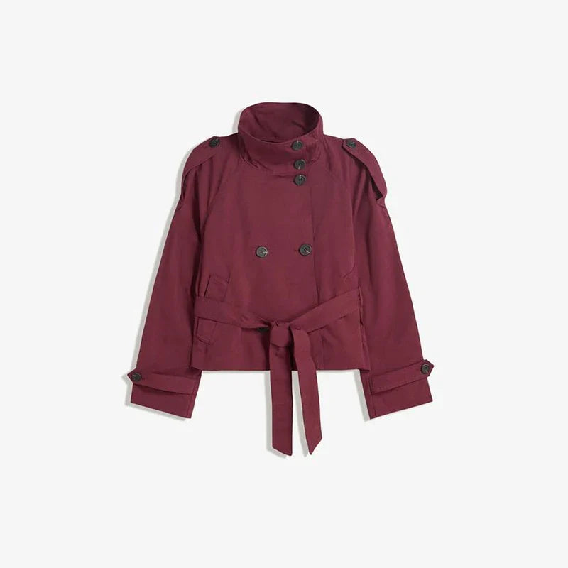 Short Trench Coat - Women's Single Breasted Trench Coat with Belt-Grace Aura