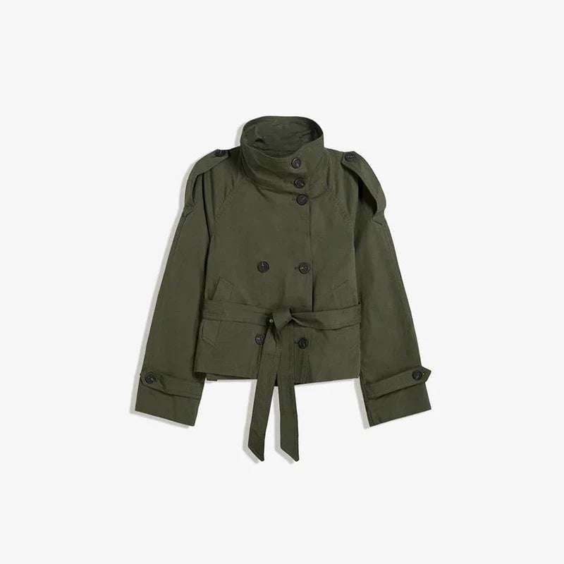 Short Trench Coat - Women's Single Breasted Trench Coat with Belt-Grace Aura