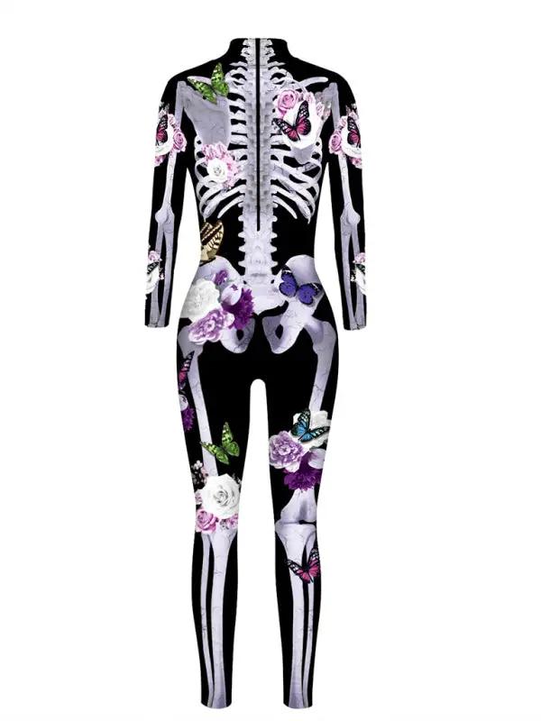 Skeleton Costume - Women's Floral Skeleton Halloween Costume-Grace Aura