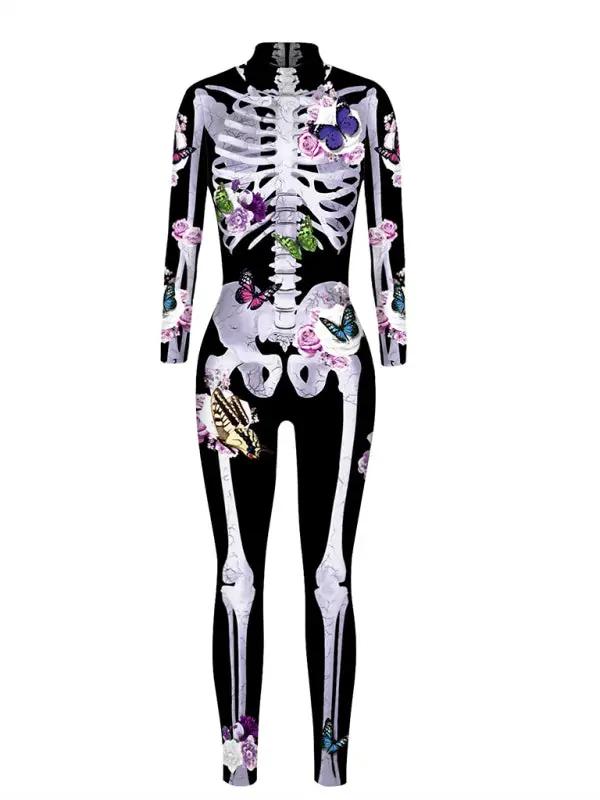 Skeleton Costume - Women's Floral Skeleton Halloween Costume-Grace Aura