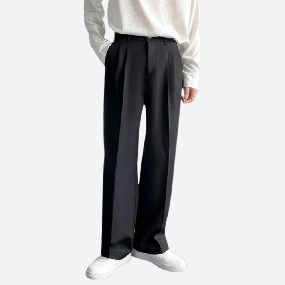 Slack Pants - Wide Leg - High Waist - Pleated Pants - Women's Pants-Grace Aura