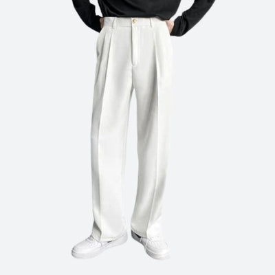 Slack Pants - Wide Leg - High Waist - Pleated Pants - Women's Pants-Grace Aura
