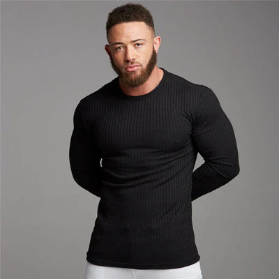 Slim Fit Sweater | Ribbed | Long Sleeve | Knitted Sweater | Men's Clothing-Grace Aura