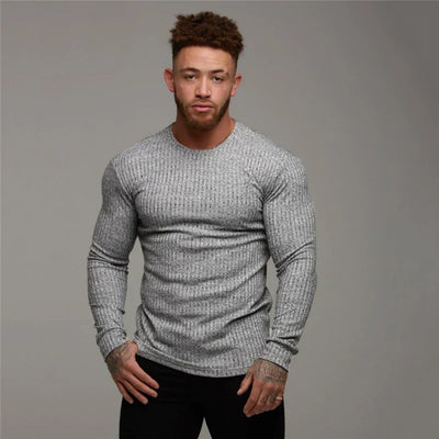 Slim Fit Sweater | Ribbed | Long Sleeve | Knitted Sweater | Men's Clothing-Grace Aura
