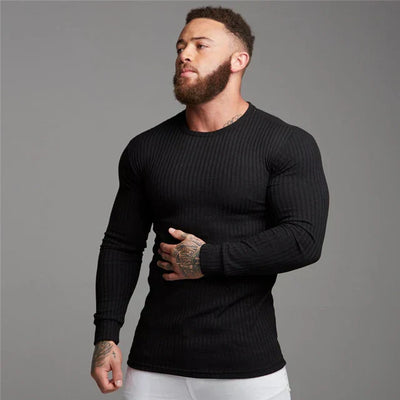 Slim Fit Sweater | Ribbed | Long Sleeve | Knitted Sweater | Men's Clothing-Grace Aura
