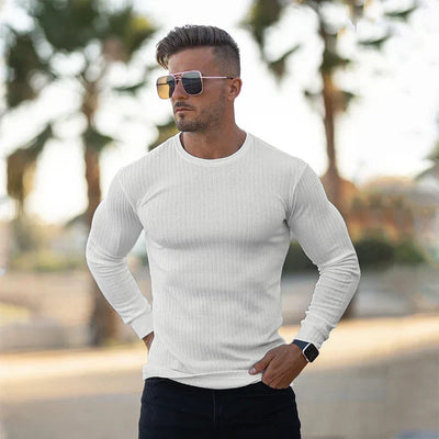 Slim Fit Sweater | Ribbed | Long Sleeve | Knitted Sweater | Men's Clothing-Grace Aura